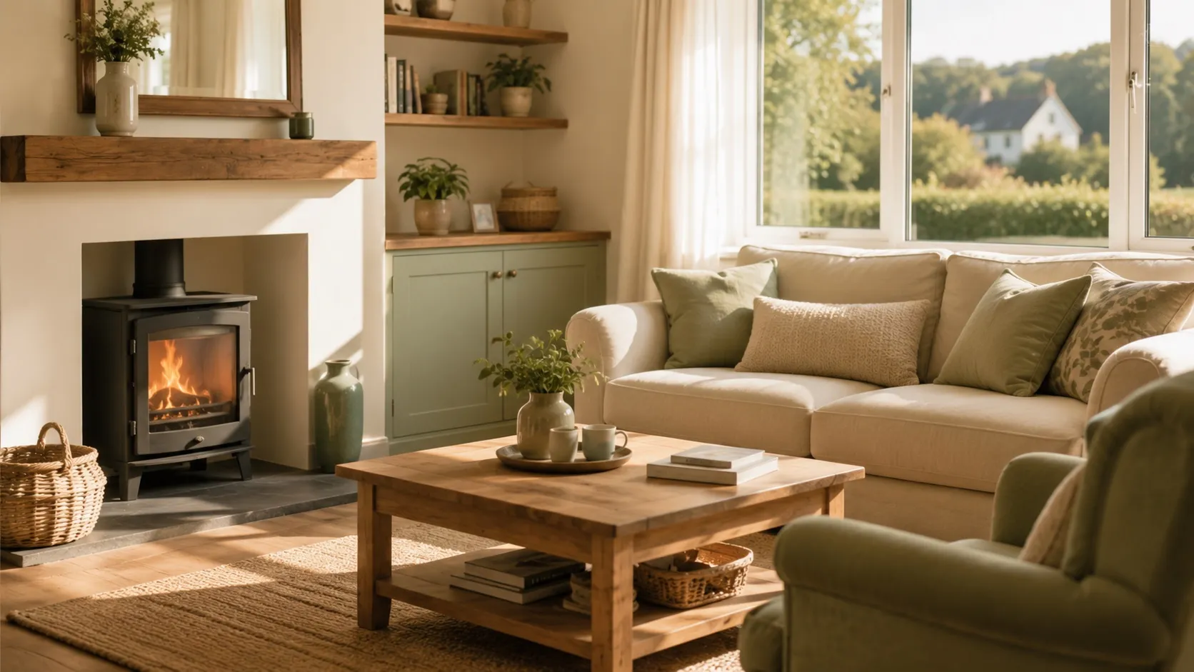A cosy, warm Irish living room in a well-insulated home