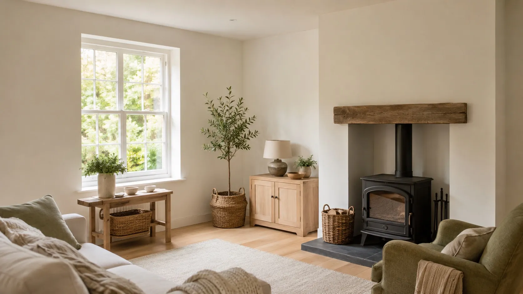A bright Irish room with smooth, freshly finished internally-insulated walls