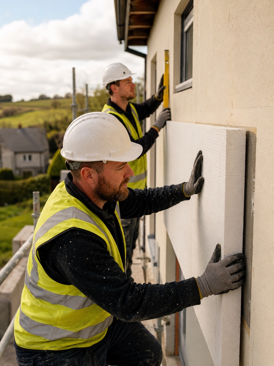 The Ballyhome crew in PPE on a home energy upgrade in Cork